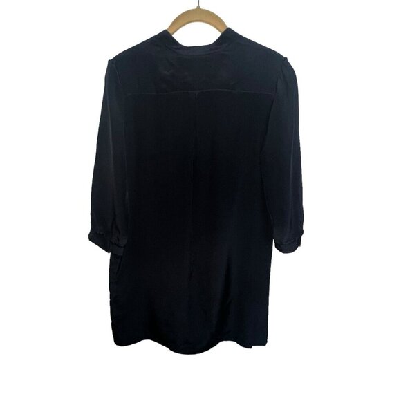 Z/G KARINA GRIMALDI 100%  SILK SHIFT DRESS BLACK V NECK SHORT SLEEVE SIZE XS - Picture 4 of 9